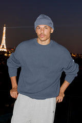 Domain Rib Knit Crew Sweater - Bluestone