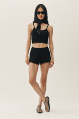 Silk Cashmere Mid-Rise Heatwave Short - Black