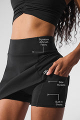 Airbrush High-Waist Good Form Tennis Skirt - Black